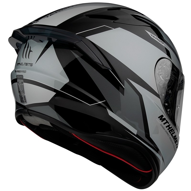 Casco Moto Integrale Mt Helmet TARGO PRO Sound A2 Grigio Lucido