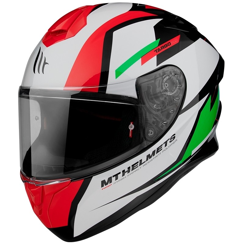 Casco Moto Integrale Mt Helmet TARGO PRO Sound C6 Verde Bianco Lucido
