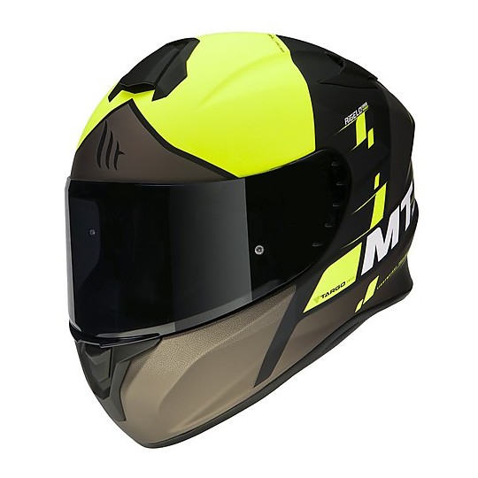 Casco Moto Integrale Mt Helmet TARGO Rigel A3 Opaco Giallo Fluo