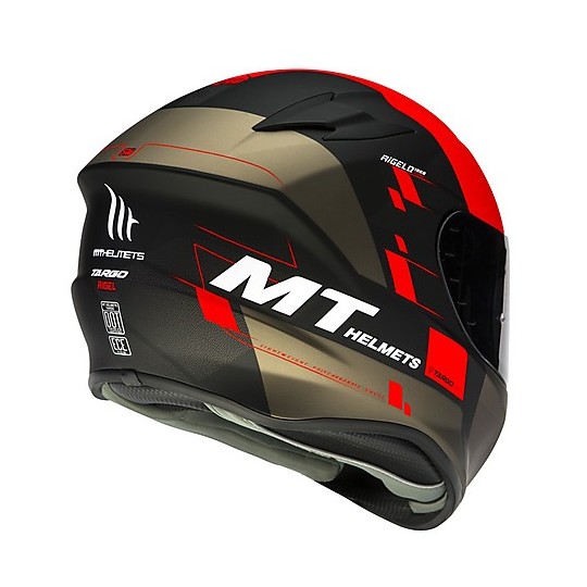 Casco Moto Integrale Mt Helmet TARGO Rigel A5 Nero Rosso Opaco