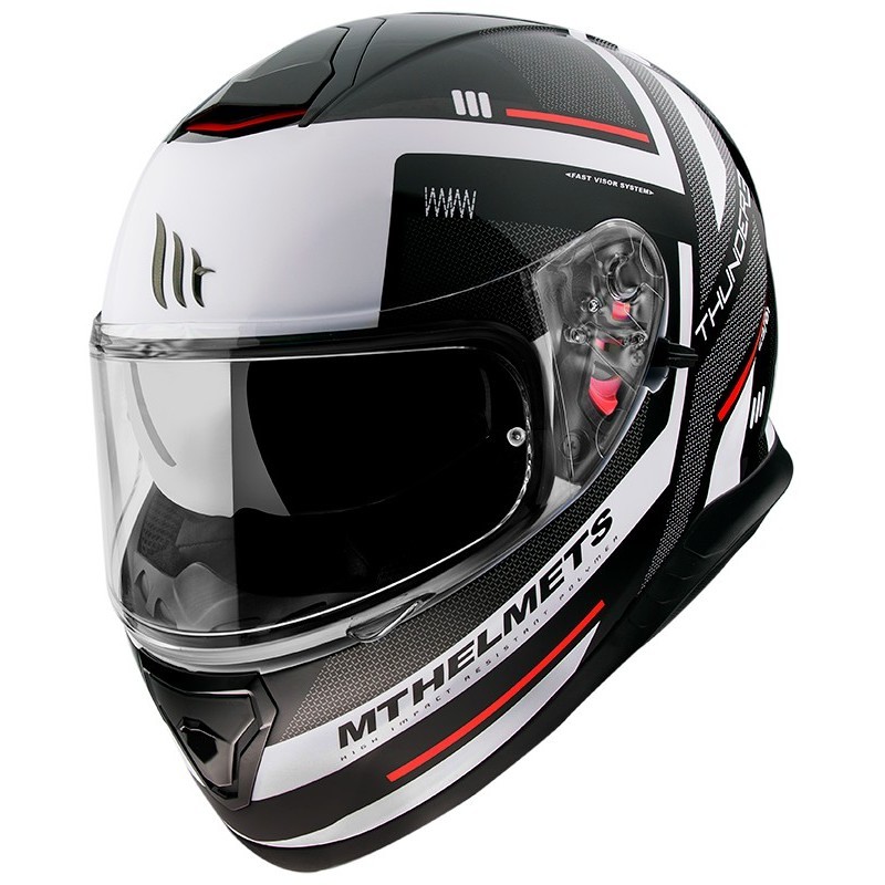 Casco Moto Integrale Mt Helmet THUNDER 3 Sv CARRY E0 Bianco Lucido