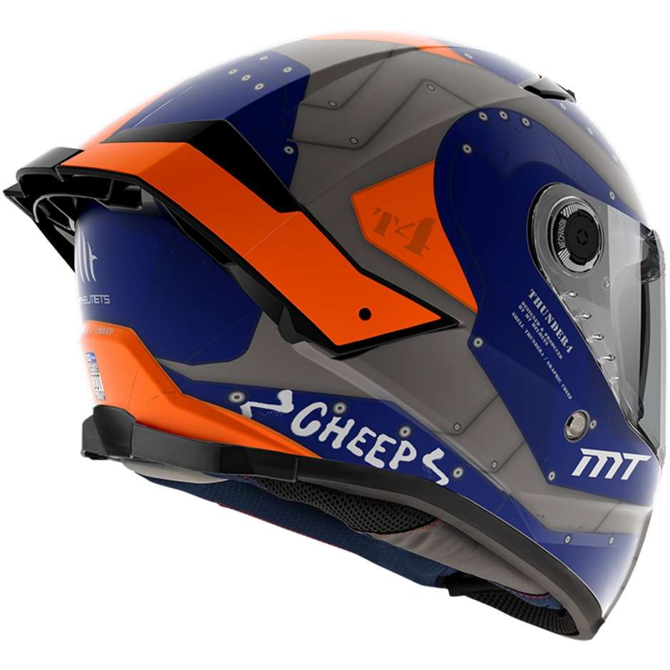 Casco Moto Integrale Mt Helmet THUNDER 4 Sv CHEEP A7 Blu Opaco