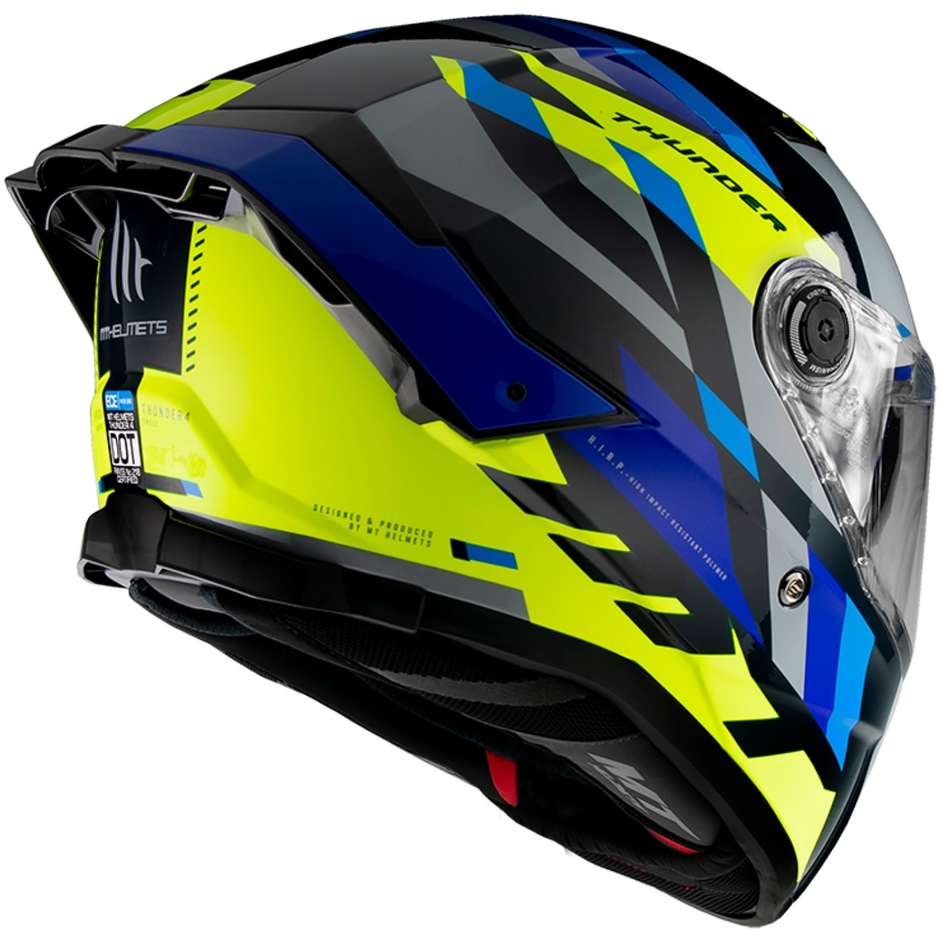 Casco Moto Integrale Mt Helmet THUNDER 4 Sv ERGO E17 Blu Lucido