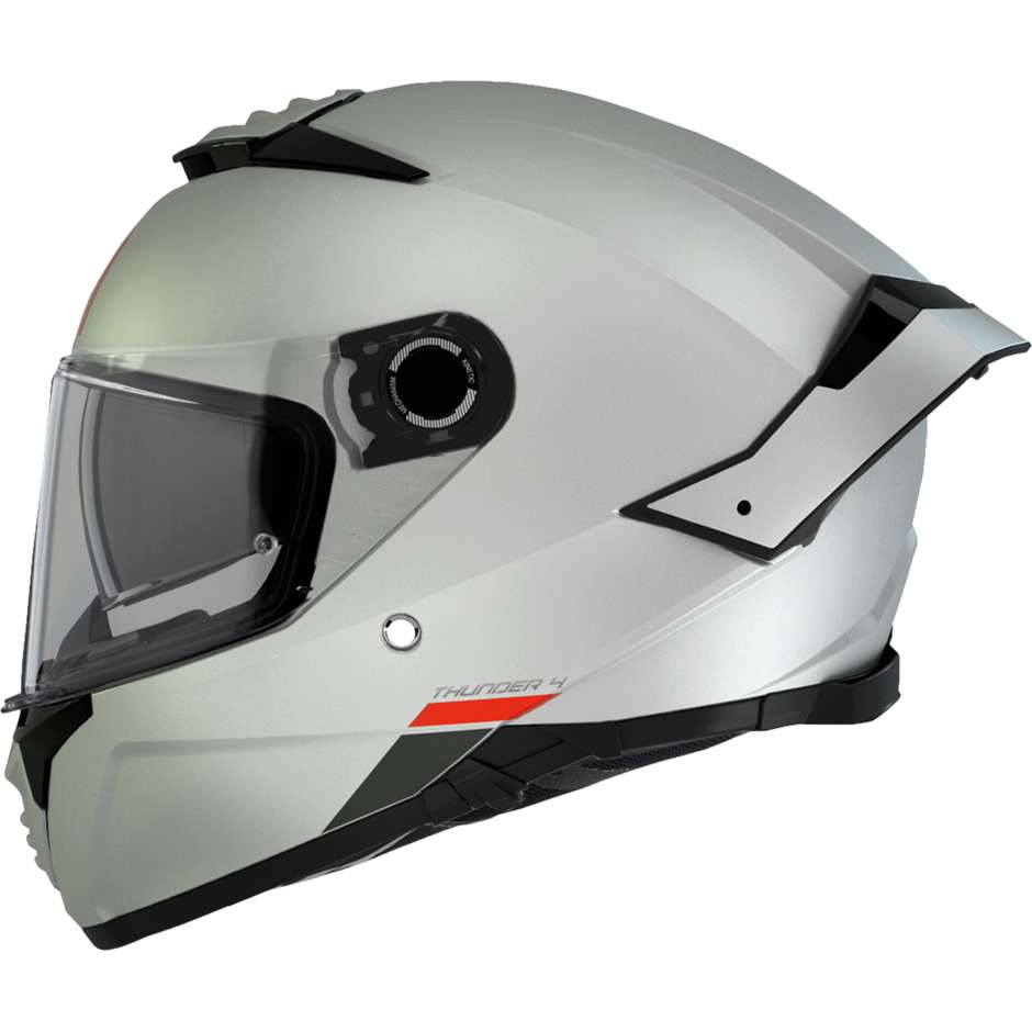 Casco Moto Integrale Mt Helmet THUNDER 4 Sv Solid A0 Bianco Perla