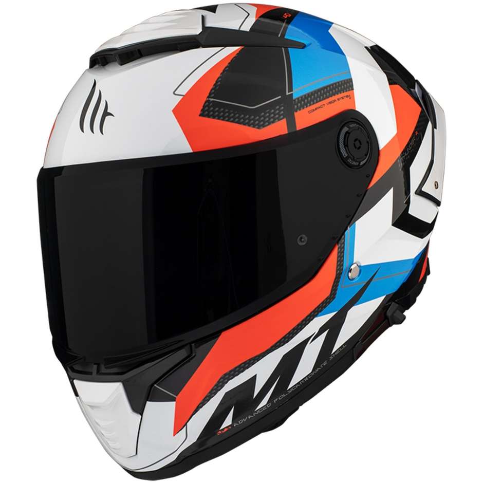 Casco Moto Integrale Mt Helmet THUNDER 4 Sv VALIANT A0 Bianco Perla Lucido