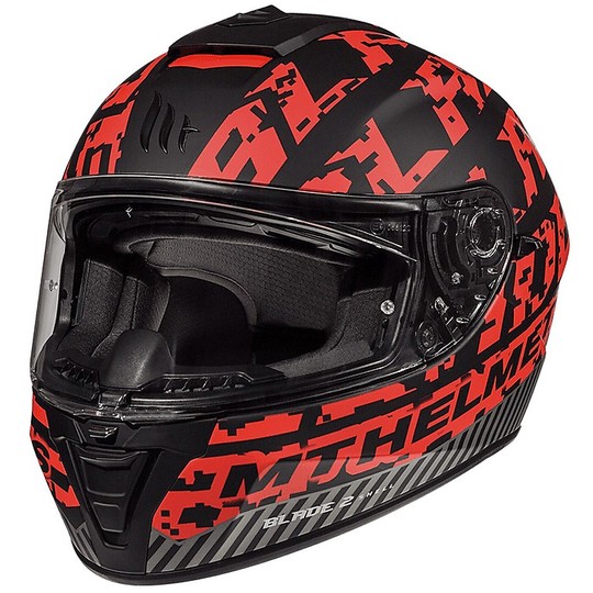 Casco Moto Integrale MT Helmets BLADE 2 SV CHECK Nero Rosso Opaco