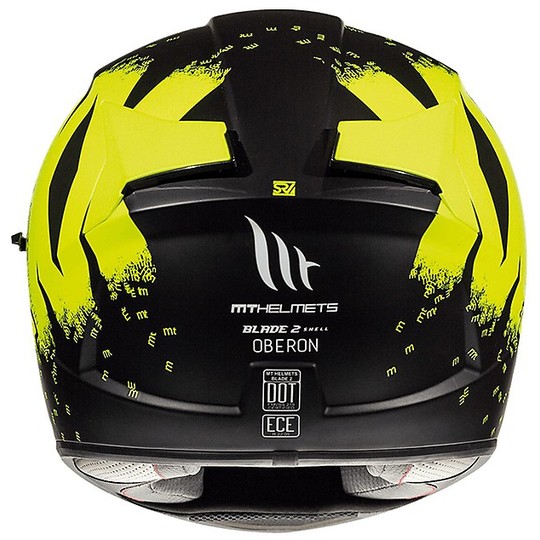 Casco Moto Integrale MT Helmets BLADE 2 SV OBERON Nero Giallo Fluo Opaco