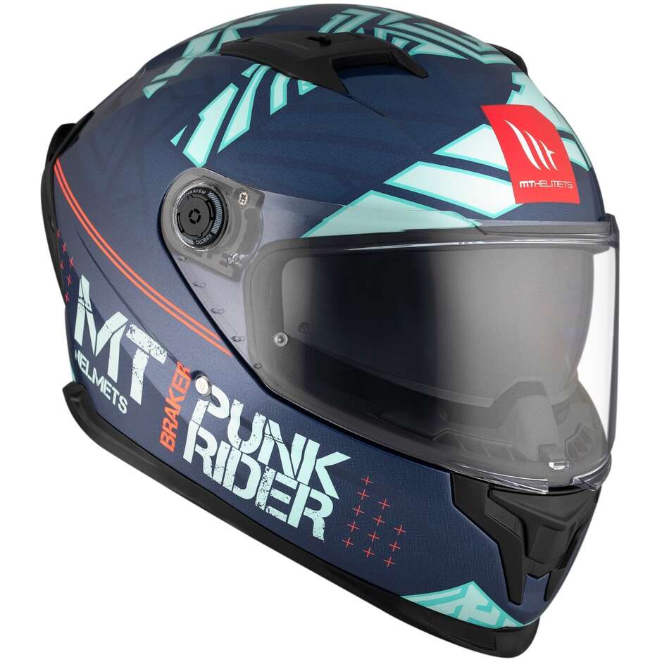 Casco Moto Integrale Mt Helmets BRAKER SV PUNK RIDER C7 Lucido