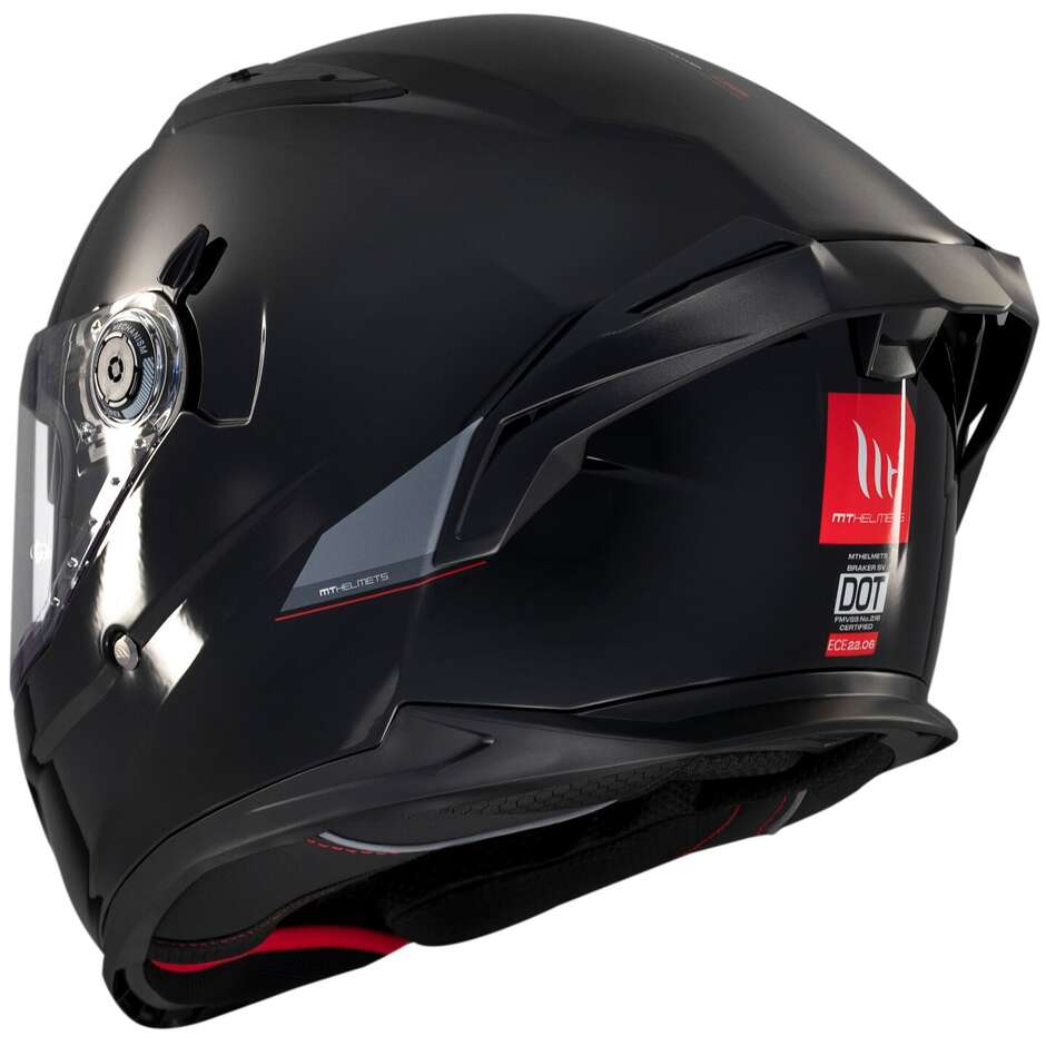 Casco Moto Integrale Mt Helmets BRAKER SV SOLID A1 Lucido Nero