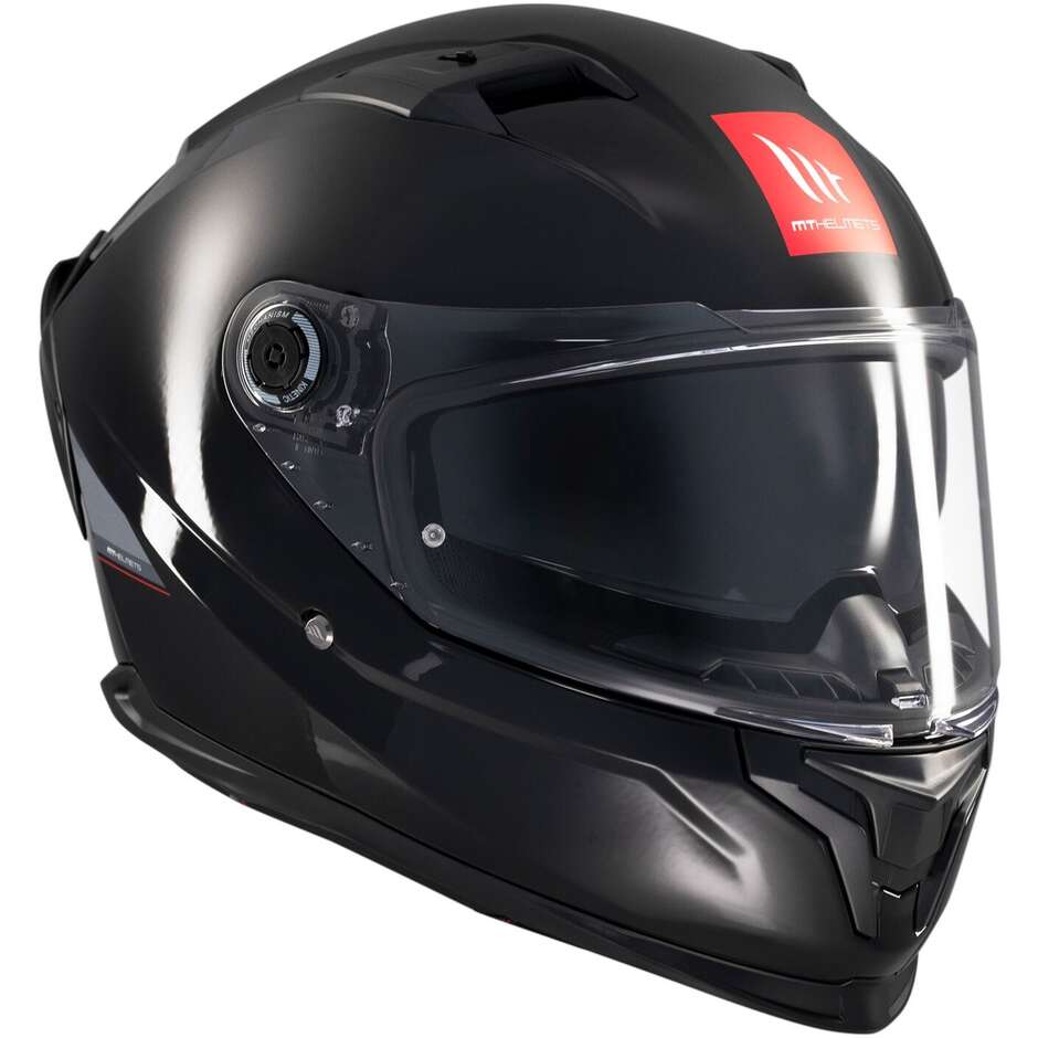 Casco Moto Integrale Mt Helmets BRAKER SV SOLID A1 Lucido Nero