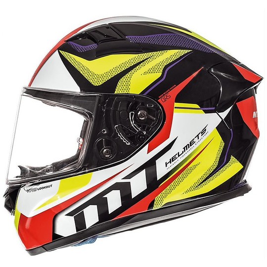 Casco moto Integrale MT Helmets KRE In Fibra G4 LookOut Giallo Fluo