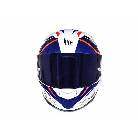 Casco moto Integrale MT Helmets KRE SV In Fibra Doppia Visiera Intrepid Bianco Rosso Fluo