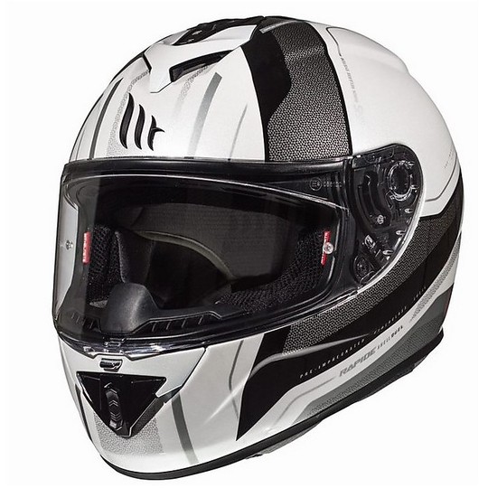 Casco moto Integrale MT Helmets Rapide Duel D7 Bianco Argento