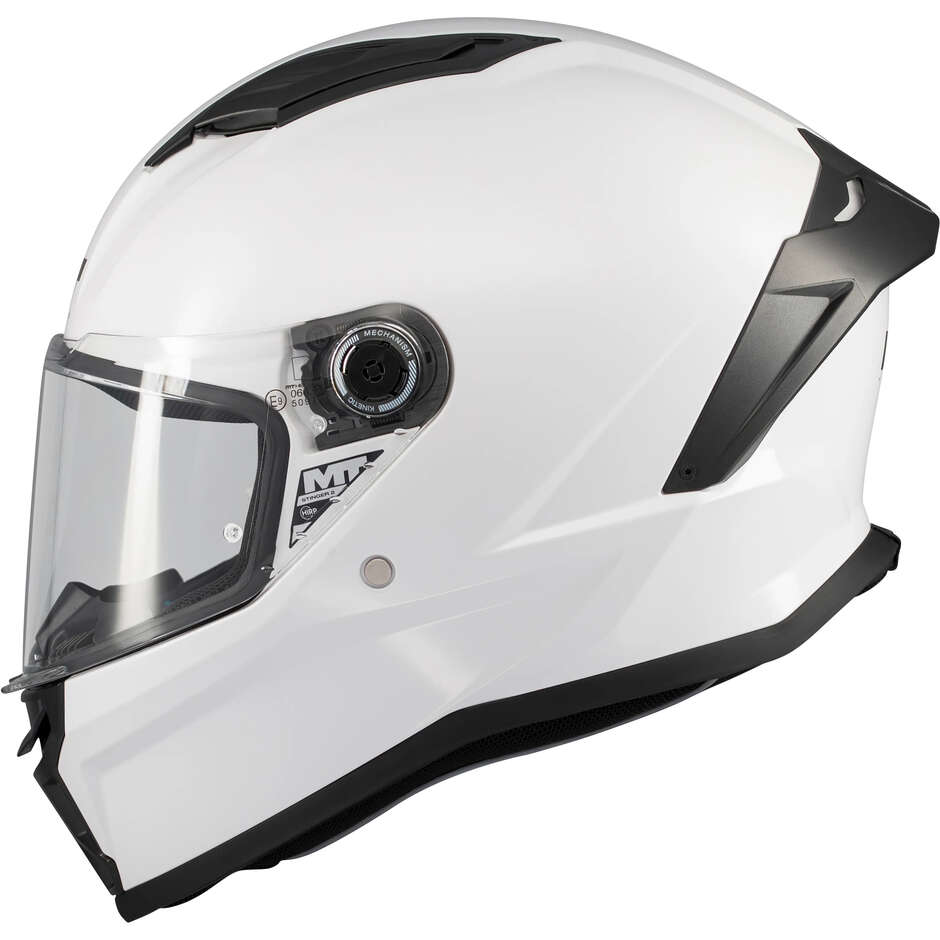 Casco Moto Integrale Mt Helmets STINGER 2 PURE A0 Bianco Perla Lucido