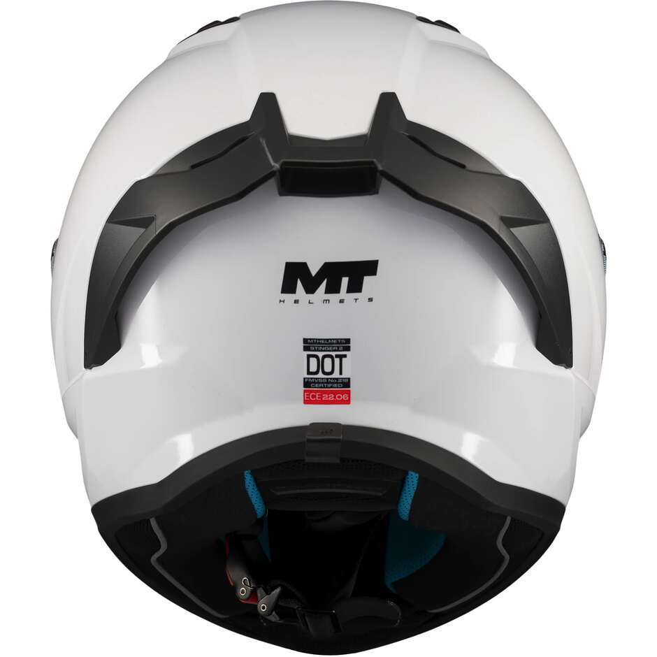Casco Moto Integrale Mt Helmets STINGER 2 PURE A0 Bianco Perla Lucido