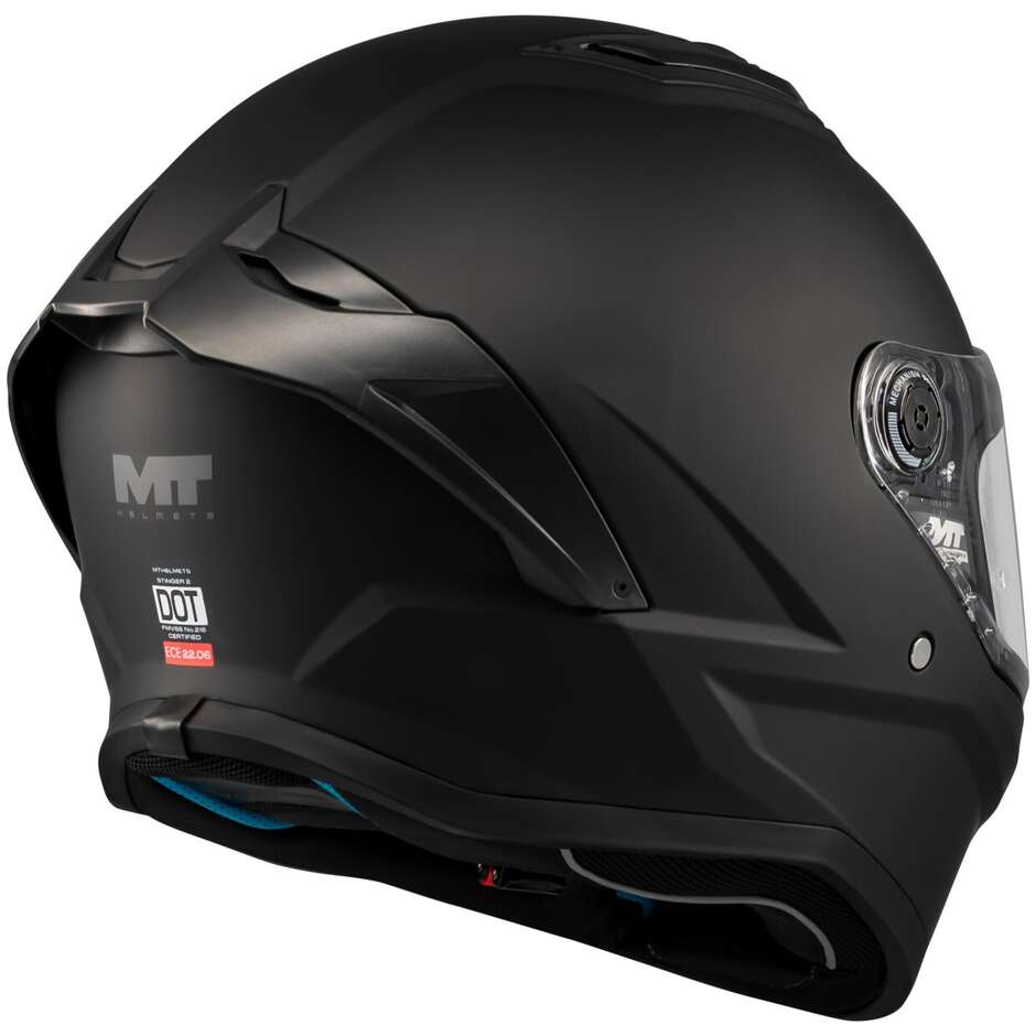 Casco Moto Integrale Mt Helmets STINGER 2 PURE A1 Nero Opaco