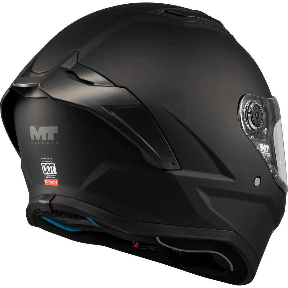 Casco Moto Integrale Mt Helmets STINGER 2 PURE A1 Nero Opaco
