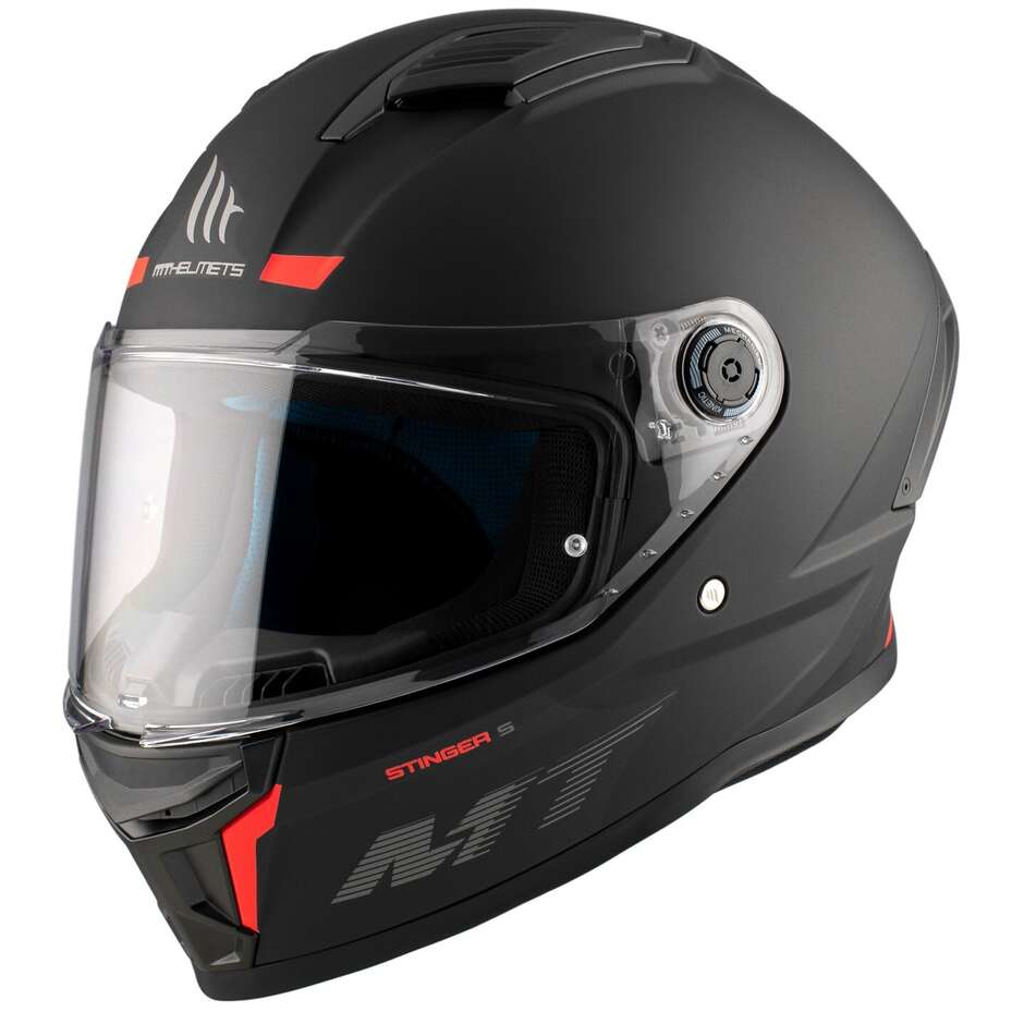Casco Moto Integrale Mt Helmets STINGER 2 SOLID A1 Opaco Nero