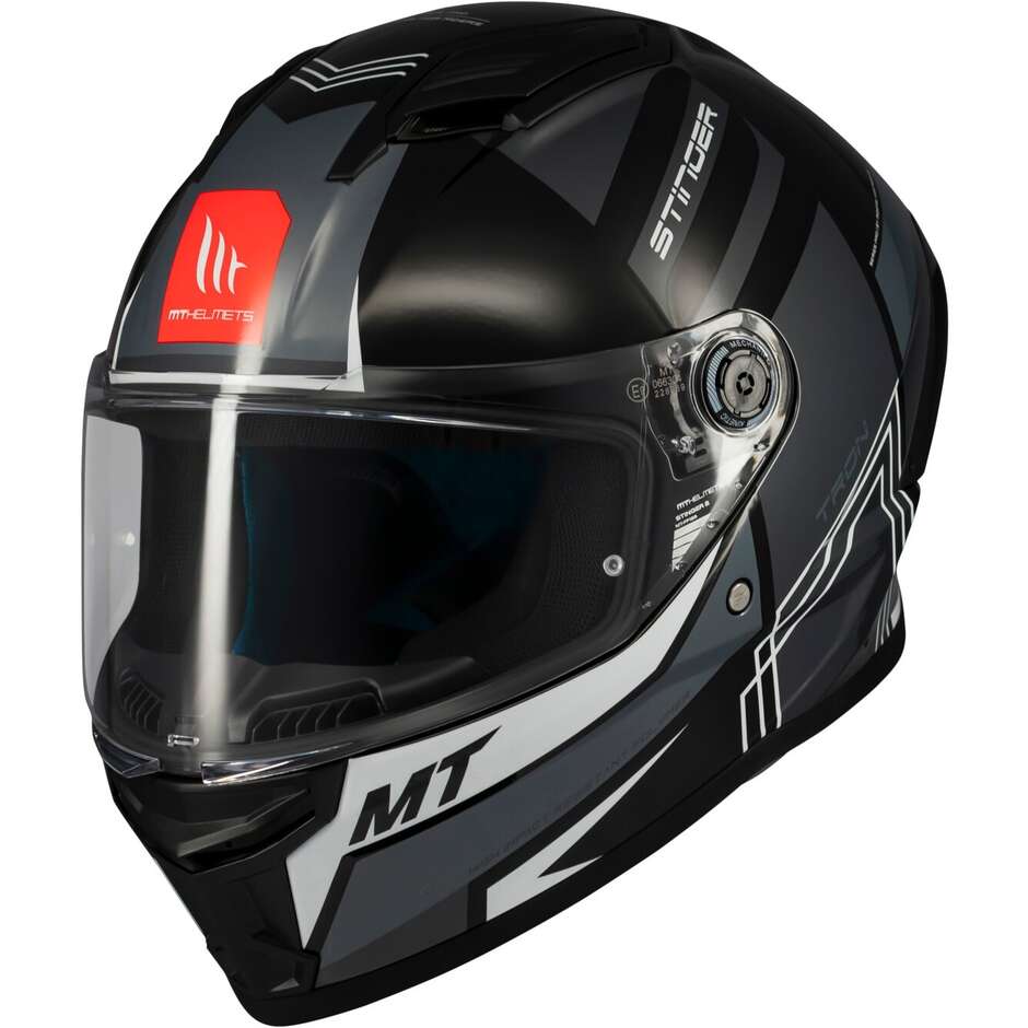 Casco Moto Integrale Mt Helmets STINGER 2 TRON B12 Lucido