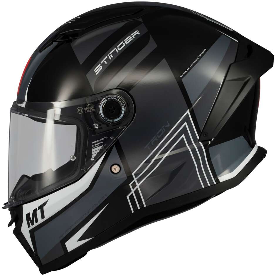 Casco Moto Integrale Mt Helmets STINGER 2 TRON B12 Lucido