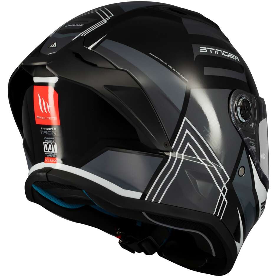 Casco Moto Integrale Mt Helmets STINGER 2 TRON B12 Lucido