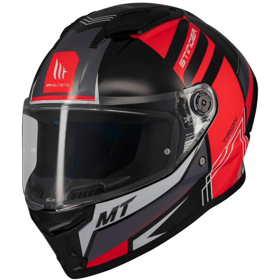 Casco Moto Integrale Mt Helmets STINGER 2 TRON B15 Lucido