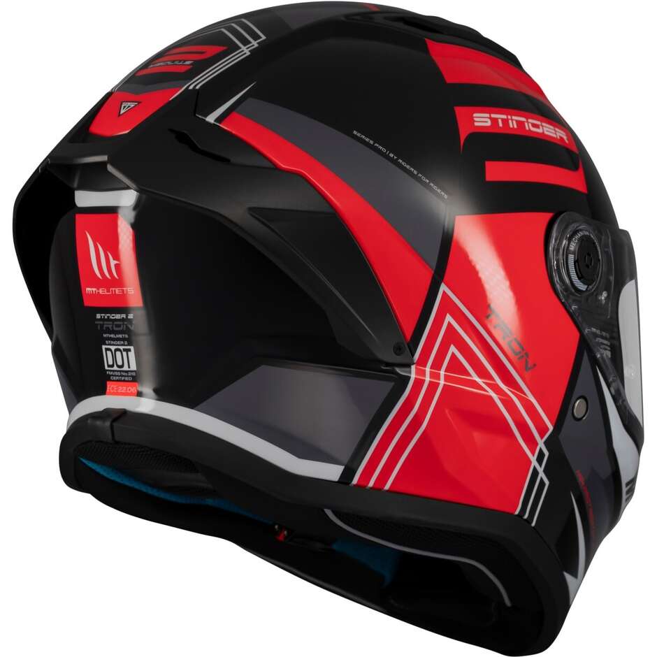 Casco Moto Integrale Mt Helmets STINGER 2 TRON B15 Lucido