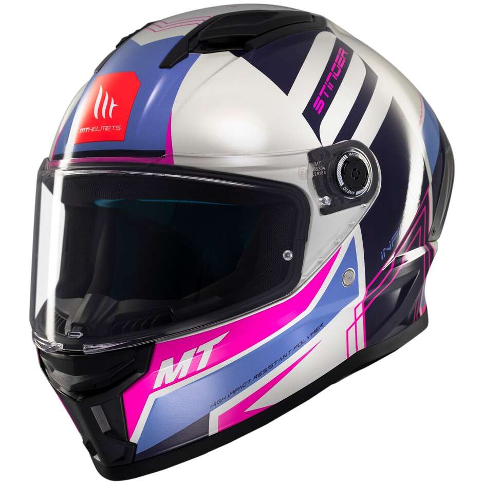 Casco Moto Integrale Mt Helmets STINGER 2 TRON C8 Lucido