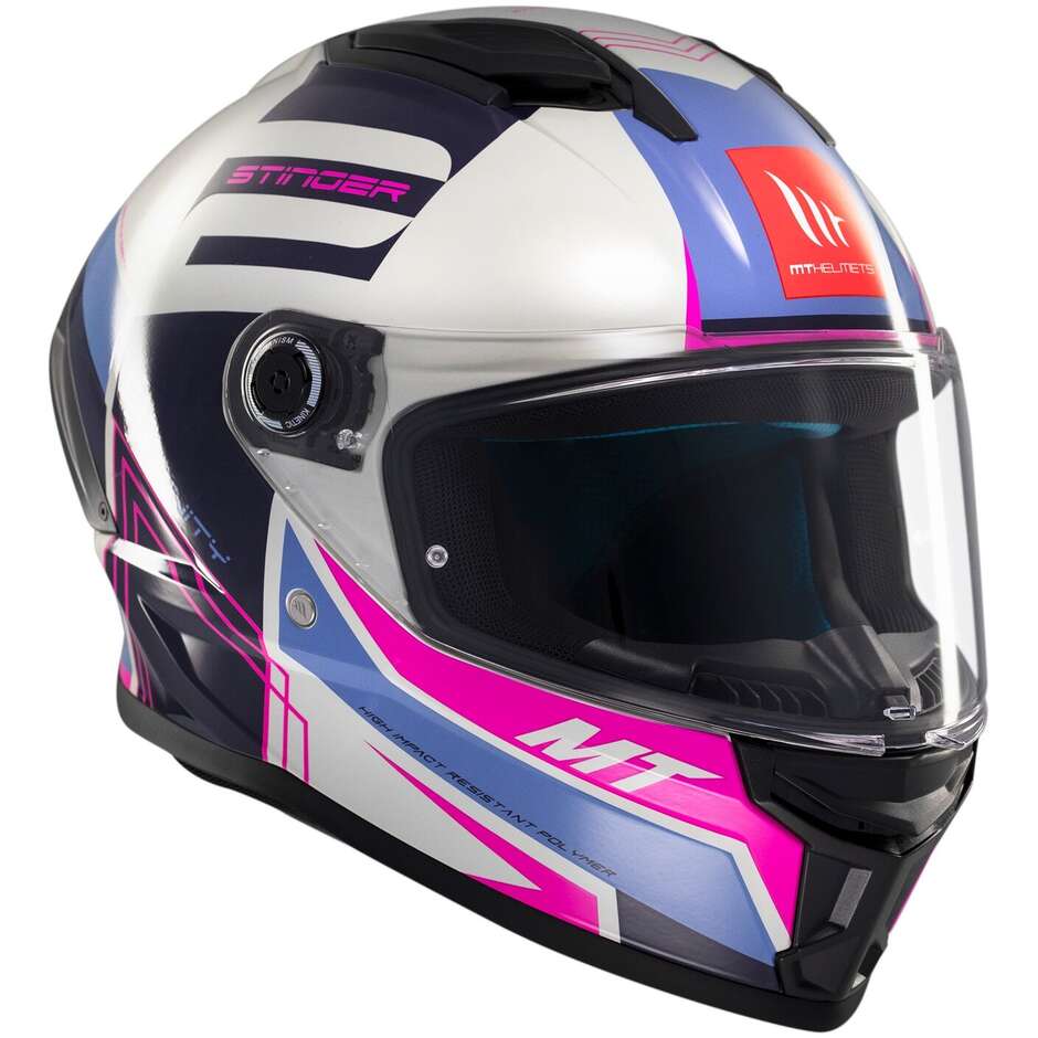 Casco Moto Integrale Mt Helmets STINGER 2 TRON C8 Lucido