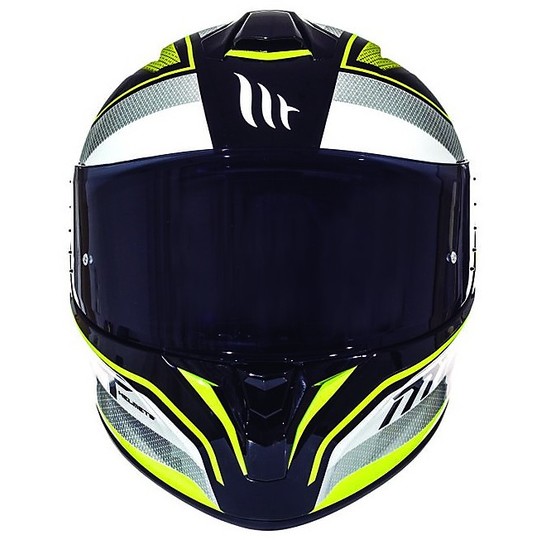 Casco Moto Integrale MT Helmets Targo Interact A1 Bianco Giallo Fluo 