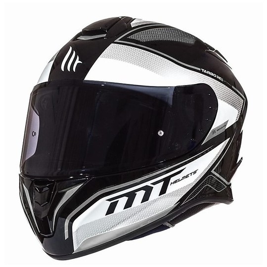 Casco Moto Integrale MT Helmets Targo Interact A1 Bianco Grigio 