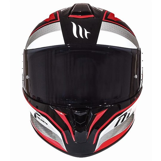 Casco Moto Integrale MT Helmets Targo Interact A1 Bianco Rosso 