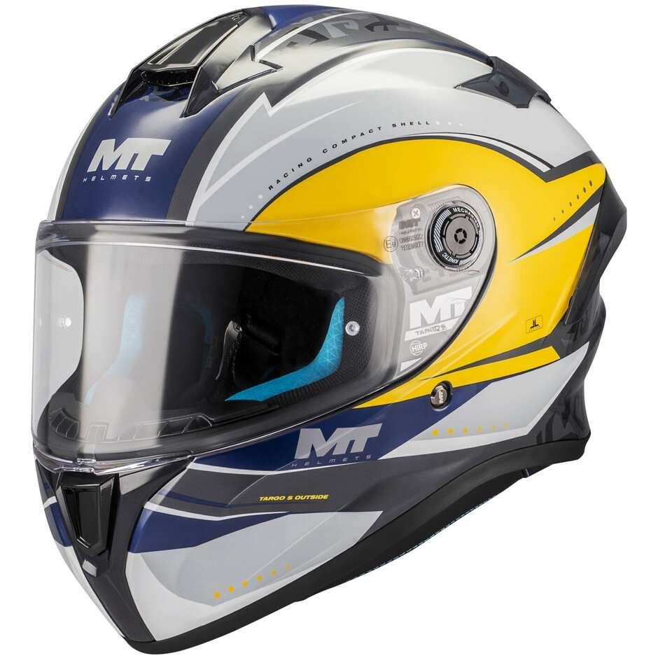Casco Moto Integrale Mt Helmets TARGO S OUTSIDE C3 Grigio Giallo Lucido