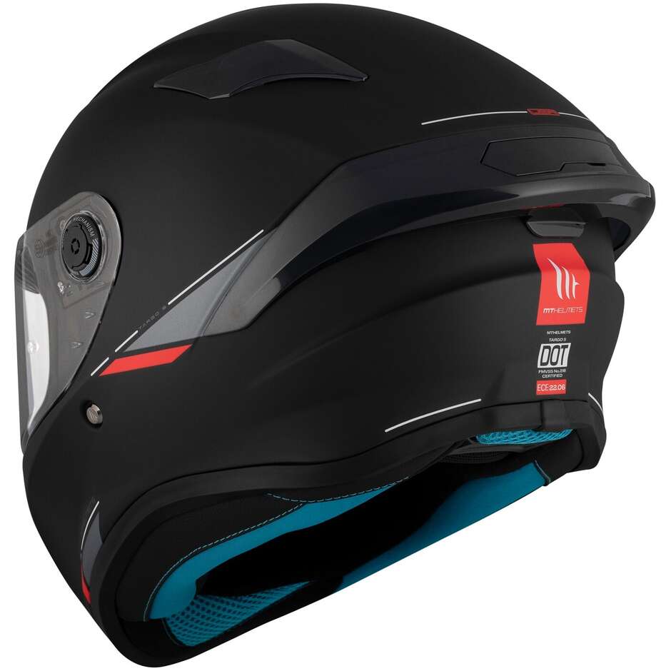 Casco Moto Integrale Mt Helmets TARGO S SOLID A1 Opaco Nero Opaco