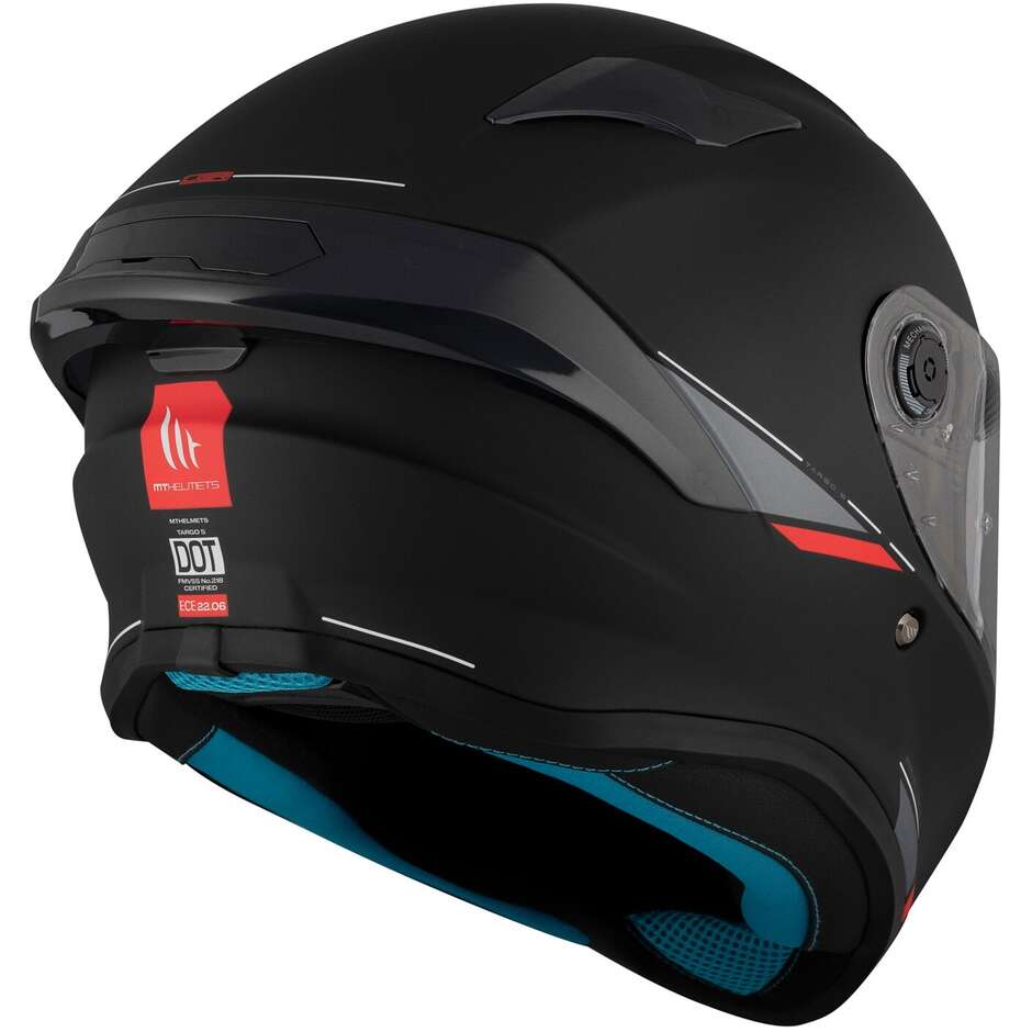 Casco Moto Integrale Mt Helmets TARGO S SOLID A1 Opaco Nero Opaco