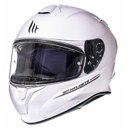 Casco Moto Integrale MT Helmets Targo Solid A0 Bianco Lucido
