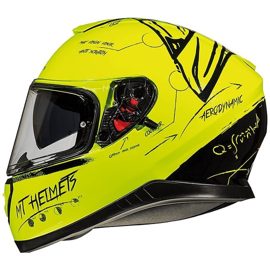 Casco Moto Integrale MT Helmets Thunder3 SV Board A0 Giallo Fluo