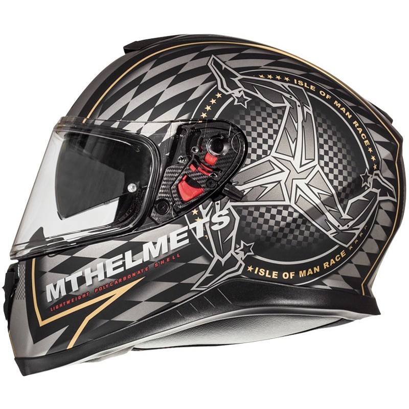 Casco Moto Integrale MT Helmets Thunder3 SV Isle Of Man Nero Oro Opaco