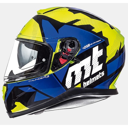 Casco Moto Integrale MT Helmets Thunder3 SV Torn Giallo Fluo Blu