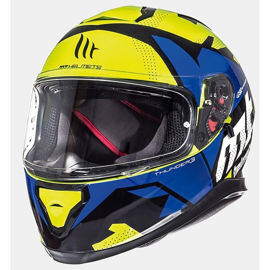 Casco Moto Integrale MT Helmets Thunder3 SV Torn Giallo Fluo Blu