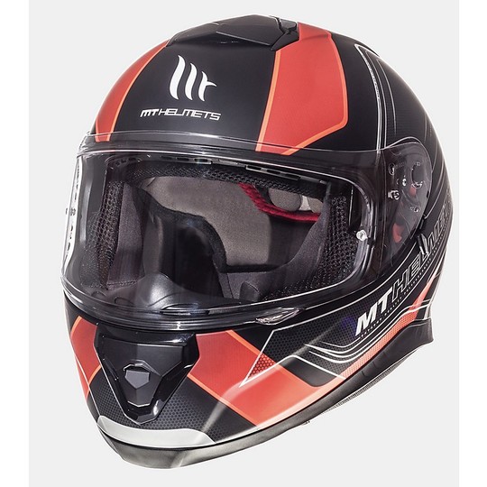 Casco Moto Integrale MT Helmets Thunder3 SV Trace Nero Arancio Fluo Opaco