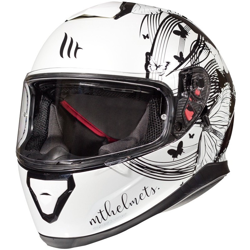 Casco Moto Integrale MT Helmets Thunder3 SV VLINDER A1 Bianco Lucido