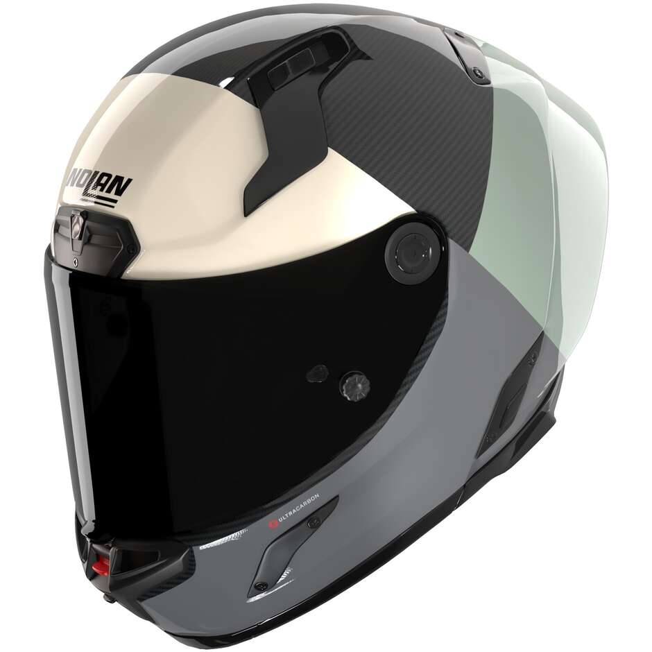 Casco Moto Integrale Nolan X-804 RS UC BLOCCO 370 Carbonio Verde Grigio Antracite Avorio Lucido