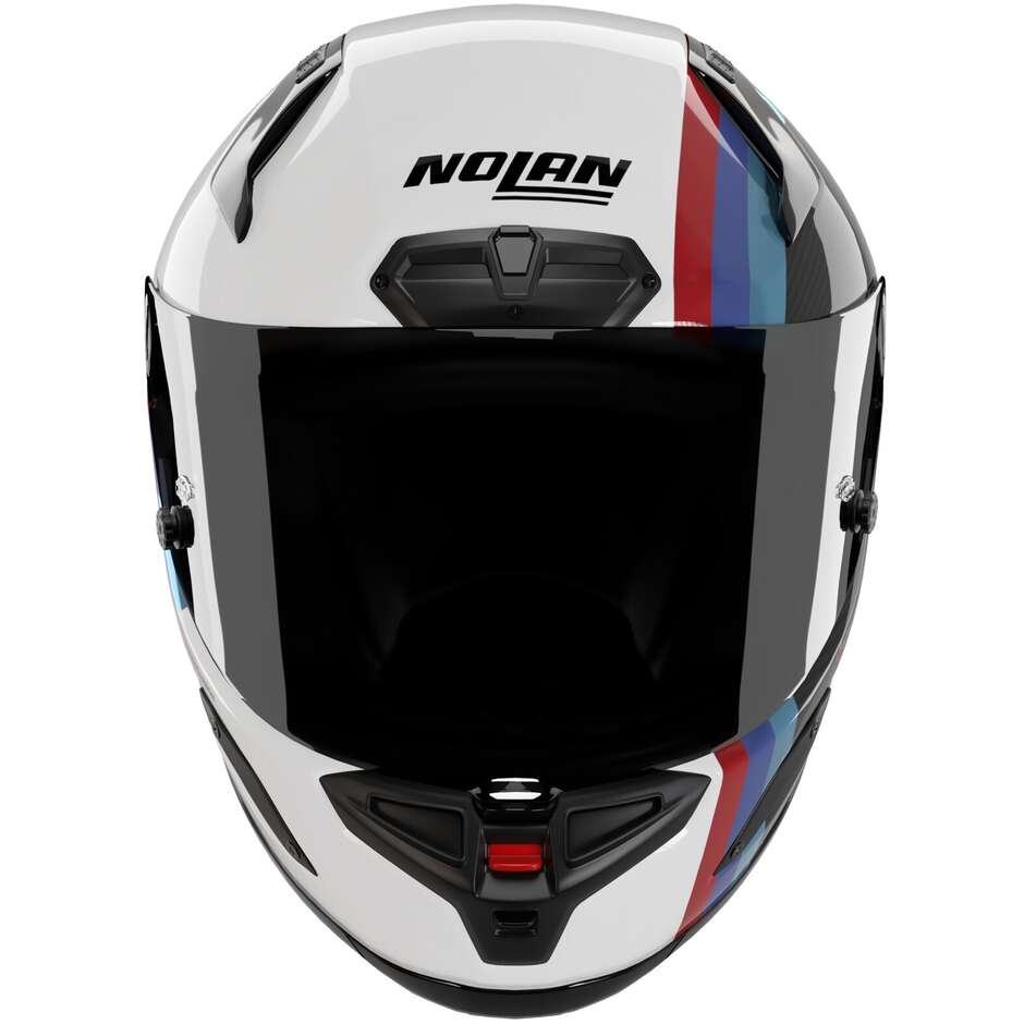Casco Moto Integrale Nolan X-804 RS UC GEMINI 365 Carbonio Biaco Blu Rosso Lucido