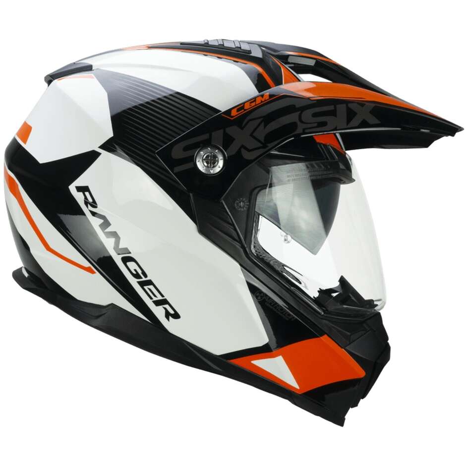 Casco Moto Integrale Off Road CGM 666a TWIN RANGER Bianco Arancione
