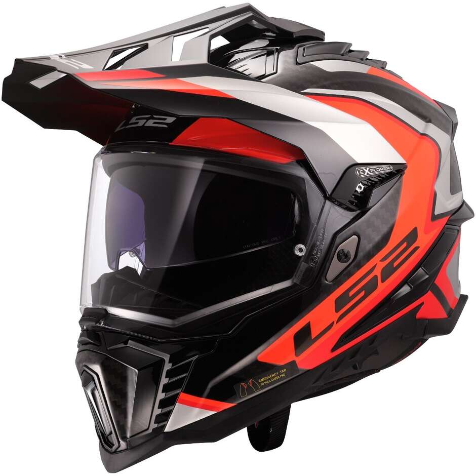 Casco Moto integrale Off-Road in Carbonio LS2 MX701 EXPLORER C FRONTIER II Arancio