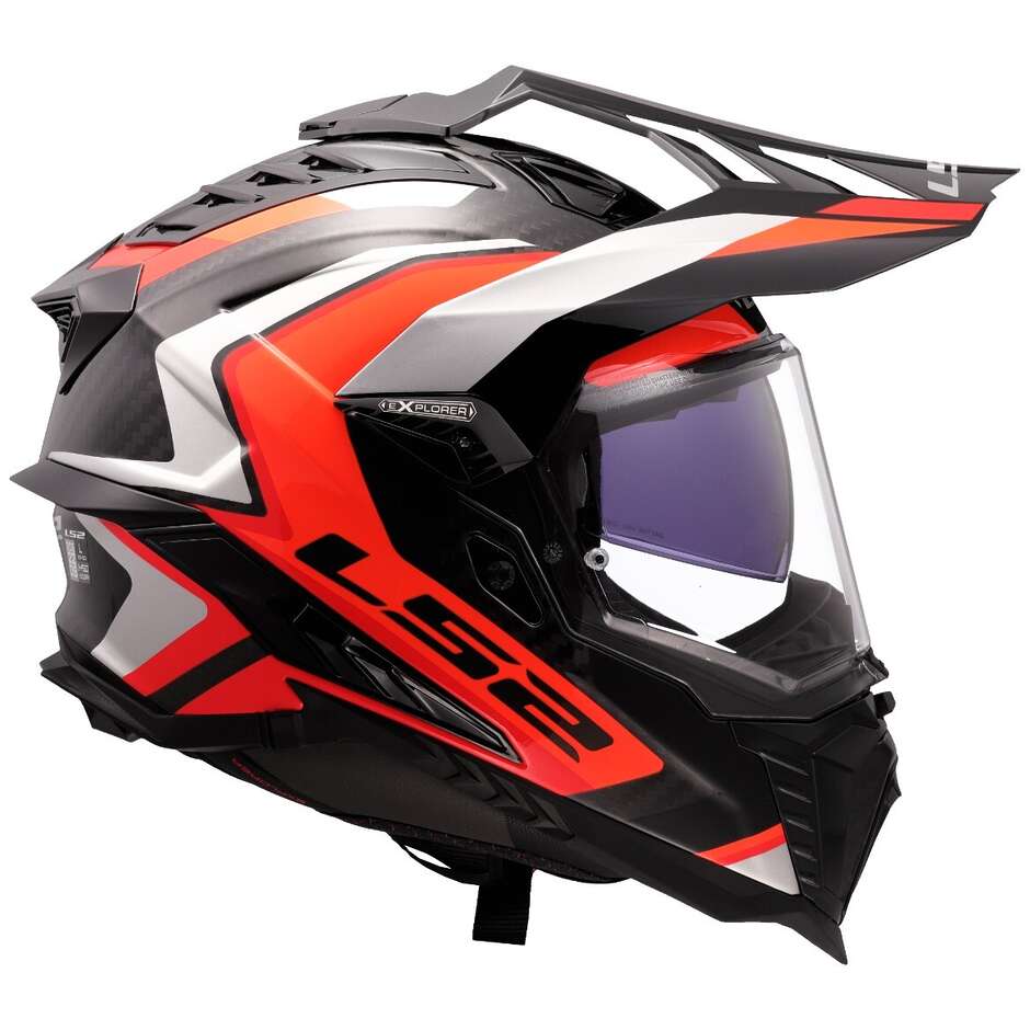 Casco Moto integrale Off-Road in Carbonio LS2 MX701 EXPLORER C FRONTIER II Arancio