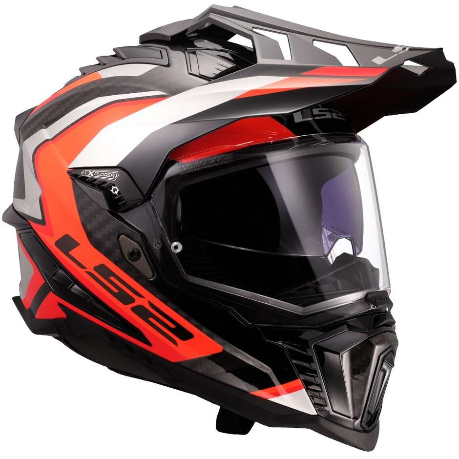 Casco Moto integrale Off-Road in Carbonio LS2 MX701 EXPLORER C FRONTIER II Arancio