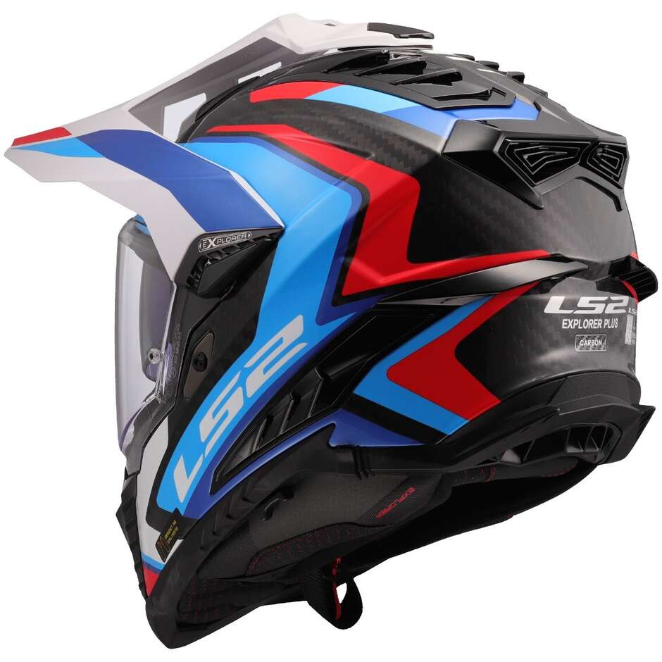 Casco Moto integrale Off-Road in Carbonio LS2 MX701 EXPLORER C FRONTIER II Bianco Blue