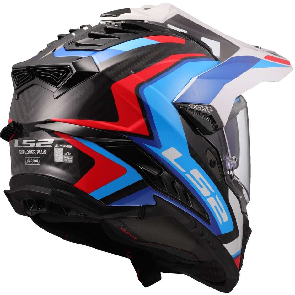 Casco Moto integrale Off-Road in Carbonio LS2 MX701 EXPLORER C FRONTIER II Bianco Blue